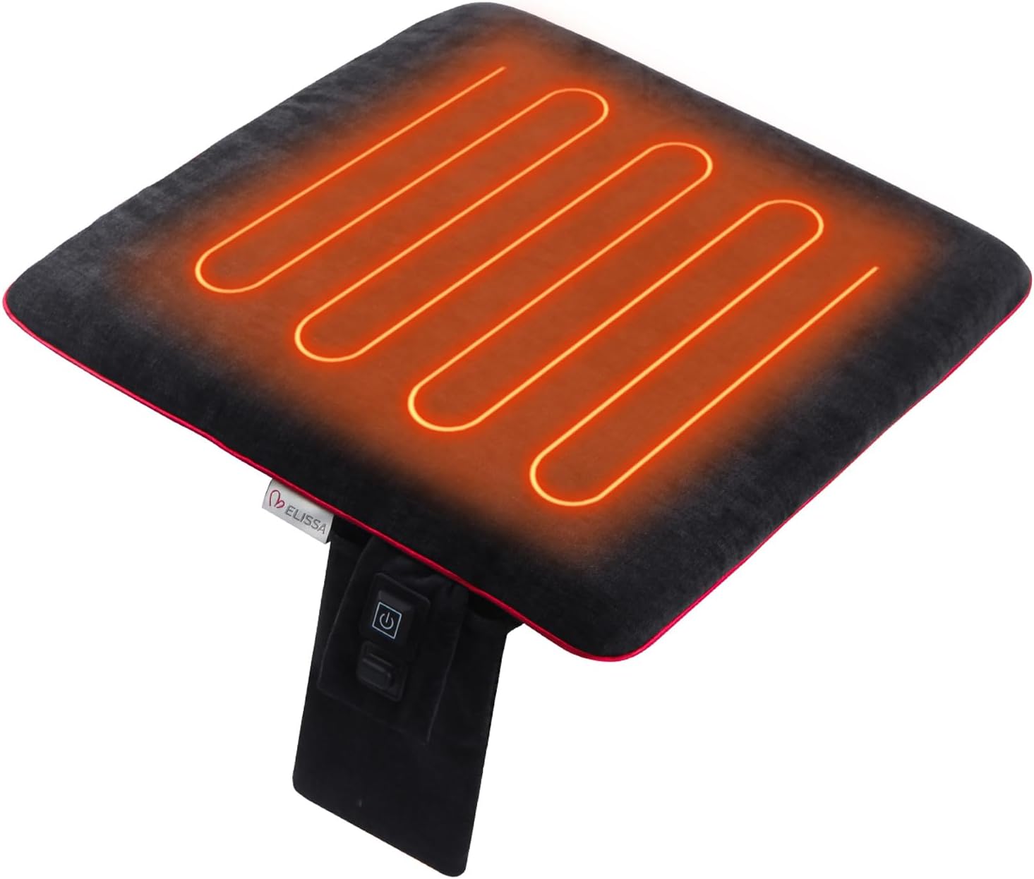 Melissa Portable Heated Seat Cushion with USB, 3 Heat Settings, Foldable Heating Chair Pad for Office, Home, Stadium, outdoor, Camping, Wheelchair – Lightweight & Easy to Carry - 17x17x1.4 inch(Black)