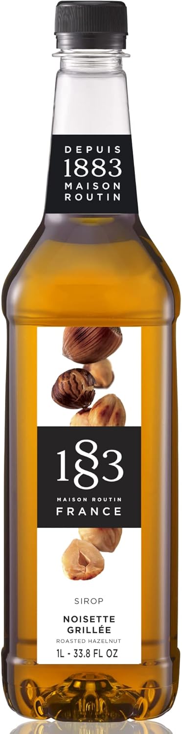 1883 Roasted Hazelnut Syrup for Drinks – Premium French Coffee Syrup – Made in France – 1 Liter Bottle – Perfect for Lattes, Cocktails & Desserts