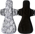 MUMBABY 2 pcs 16 Inch Ultra-deep Sleep Guard Wide Charcoal Bamboo Mama Cloth/Menstrual Pads/Reusable Sanitary Pads (41cm overlength) (Purple Hearts)