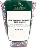 Mini Red, White and Blue Star Sprinkles, Bulk Size (8 OZ. Resealable Zip Lock Stand Up Bag)
