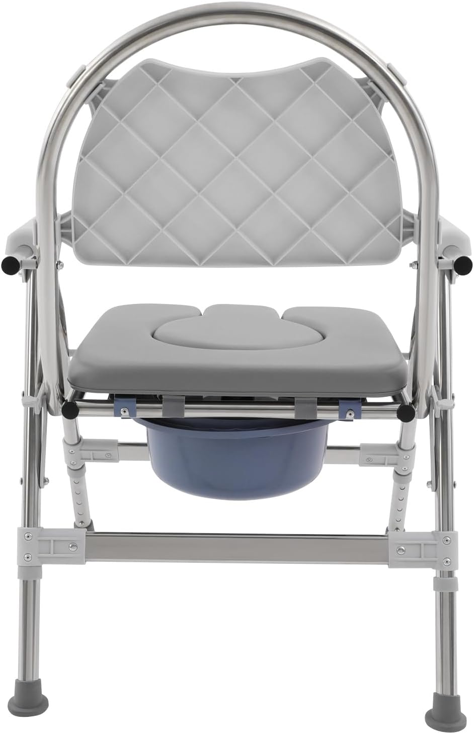 Adjustable Bedside Commode Chairs with Padded Seat Plate and Toilet Bucket - 3 in 1 Commode Chair for Toilet with Arms - 330lb Capacity, Foldable Shower Chair for Elderly and Disabled, Non-Slip