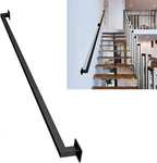 Staircase Handrail 1ft-20ft Complete Kit，Black Galvanized Industrial Pipe Railing Indoor&Outdoor Stair Railing/Safety Handle with Wall Mount Support. (Size : 1ft)