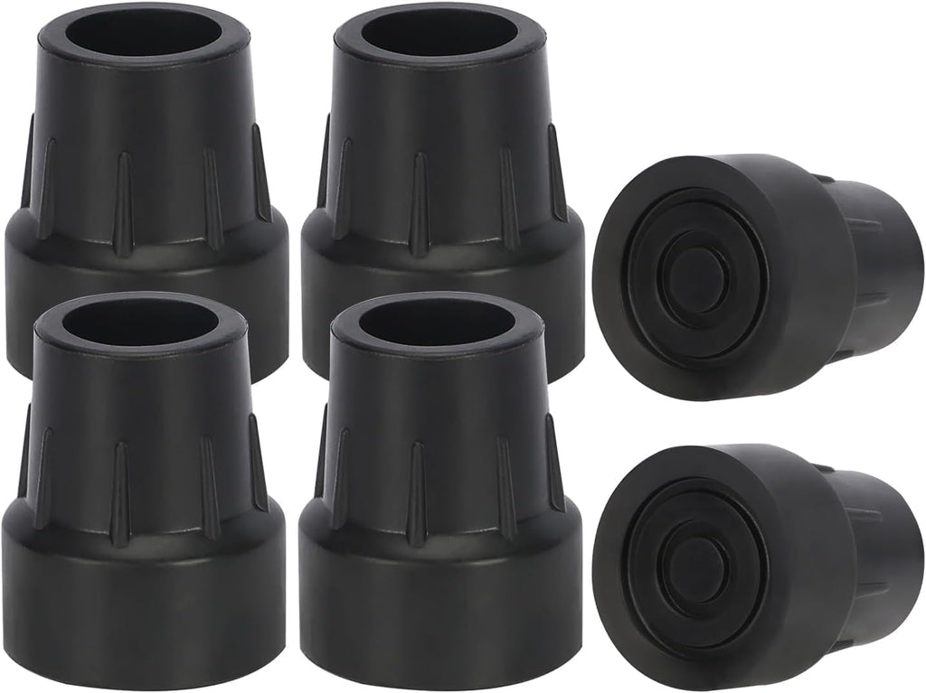 supregear Walking Cane Tips 1", 6pcs Heavy Duty 1 Inch Crutch Tips -Replacement Rubber Leg Caps for Canes, Walking Sticks, Crutches and Walkers (Black, 25mm)