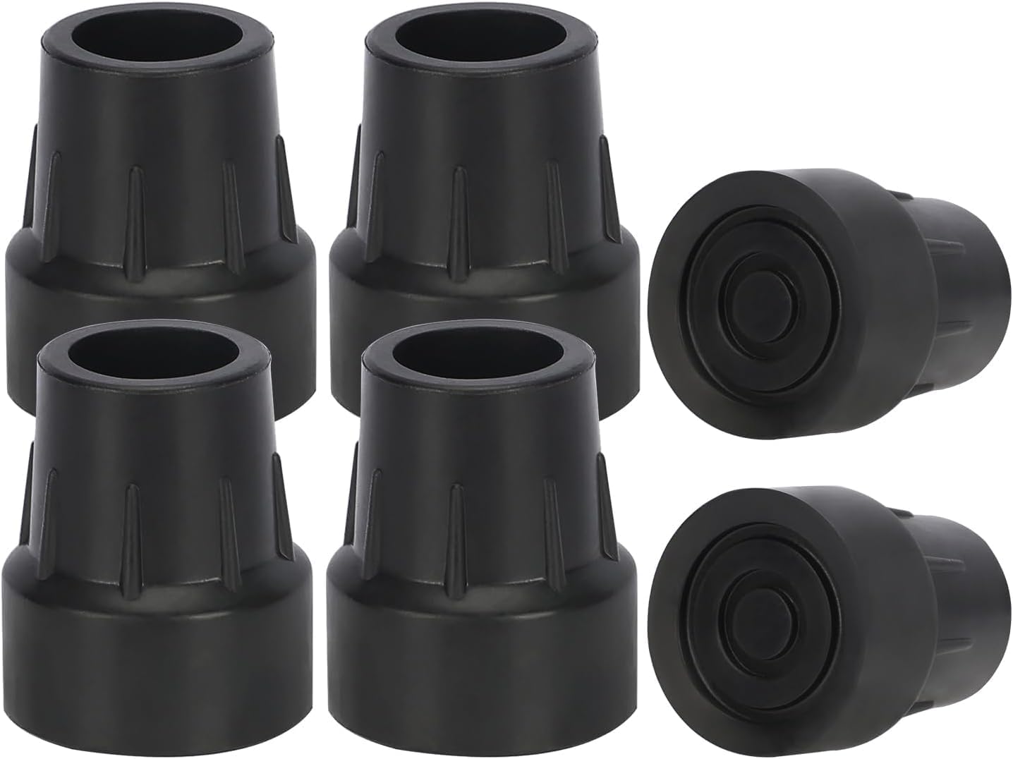 supregear Walking Cane Tips 1", 6pcs Heavy Duty 1 Inch Crutch Tips -Replacement Rubber Leg Caps for Canes, Walking Sticks, Crutches and Walkers (Black, 25mm)