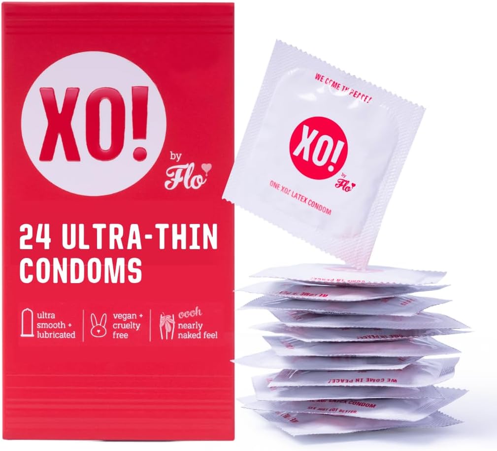 XO! Ultra-Thin Righteous Rubber Condoms, PETA-certified Vegan, Fair-Trade Natural Latex, Cruelty Free, Parabens & Glycerin Free, 24-Count