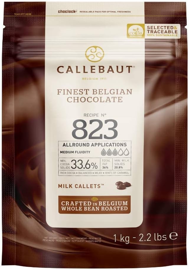 Callebaut No 823 Finest Belgian Milk Chocolate Callets Couverture 33.6% - 1Kg