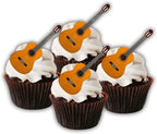 Acoustic Guitar Edible Cupcake Toppers, Guitar Edible Cake Decorations, Music Cake Decorations, Rock and Roll Party Decor, 5cm / 2 Inch PRECUT Wafer Card Toppers (Pack of 12)
