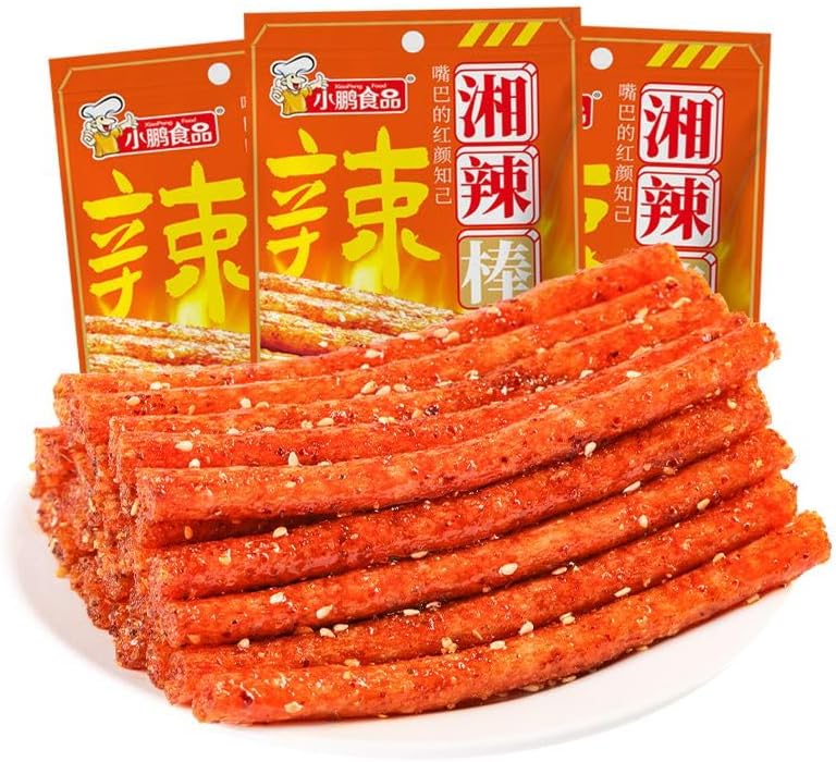 Hunan spicy bar gift package, Chinese latiao spicy strips, Handmade big gluten 96g/pack, Hot stick, Instant latiao mala stick, Leisure snacks, Chinese special snacks, Healthy soy products (1 pack)