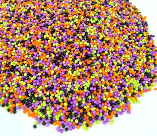 Halloween Nonpareils Sprinkles - 4.6oz (130g) Bulk Black, Purple, Orange, Green Cake Decorations Mix | Edible Cupcake Toppers, Cookie & Ice Cream Toppings for Halloween Parties & Celebrations