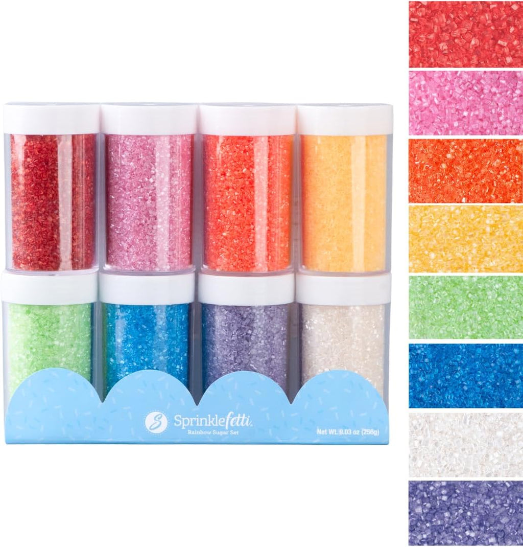 Sweets Indeed Sprinkles, 4 Pack, Edible Sprinkle Mix, Perfect for Cake Decorations, Baking, Ice Cream, Cookies, Cupcake Topper (Rainbow Sugars)
