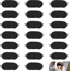 20-Pack Blindfold Sleep Mask Bulk for Party Games Travel Sleep Team Build Party Supply - Eye Covers for Sleeping with Adjustable Strap - Sleeping Masks for Women Men Kids, Black