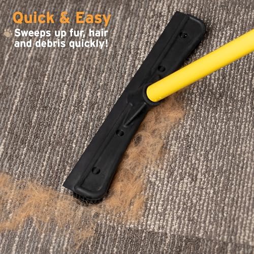 FURemover Original Plus Pet Hair Rubber Broom with Squeegee, with 61" Telescopic Handle for Carpet, Tile and Hardwood