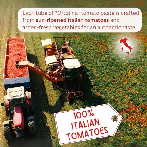 Tomato Paste Tube "Ortolina" Rodolfi Sauce, 130 gr (4.5 Oz) - Pack of 2, Authentic Italian Product with Fresh Tomatoes and Vegetables, Imported from Italy, Additive-free