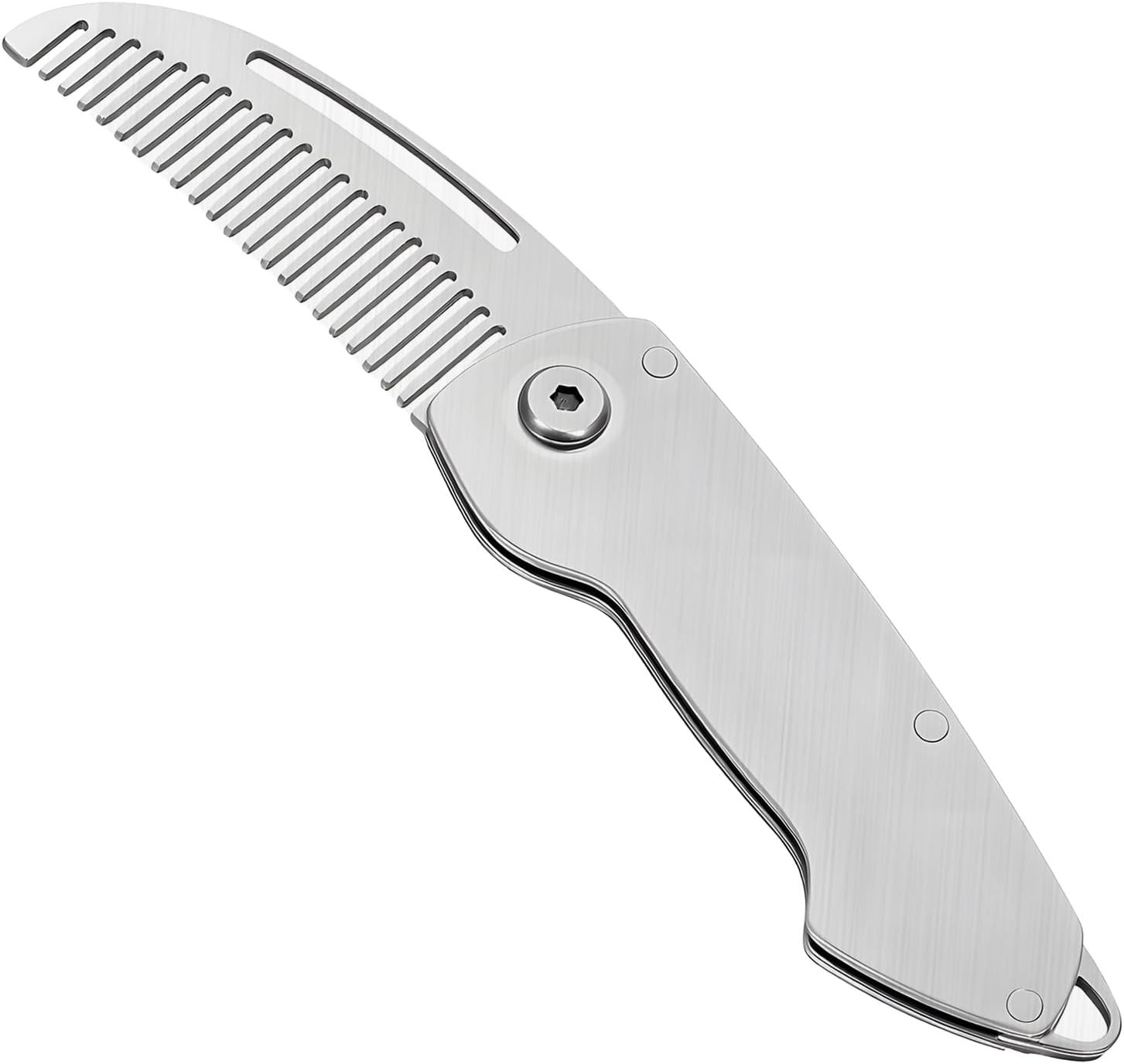 Handves Folding Pocket Comb Small Metal Mustache Beard Comb Travel Mini Portable Fits Combs Stainless Steel Hair Styling Grooming Tool for Home Men