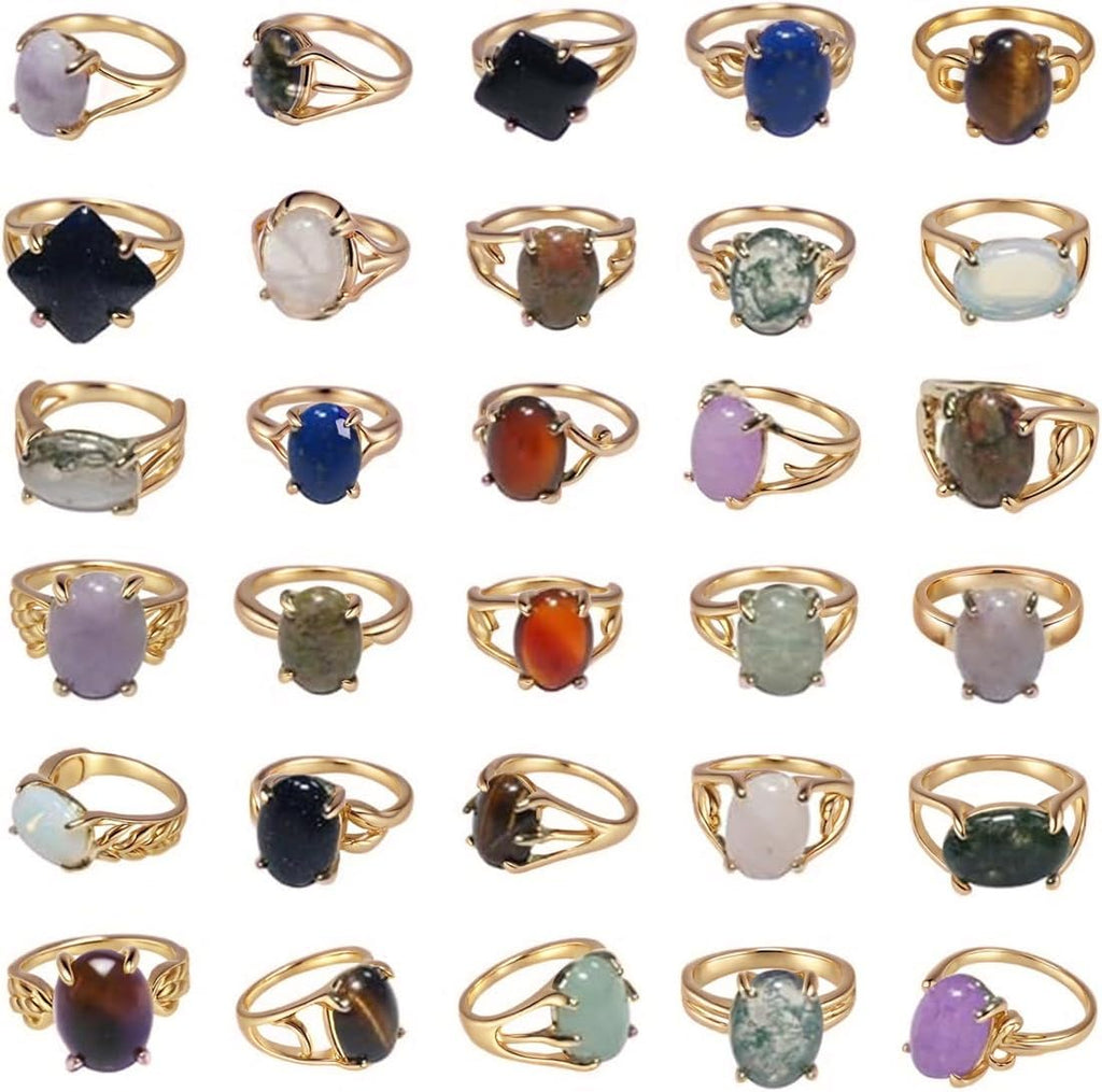 RICHRAIN 30PCS Lot Crystals Rings Bulk Items Wholesale Clearance Wholesale for Boutique Resale Wholesale Jewelry Rings for Women Al Por Mayor