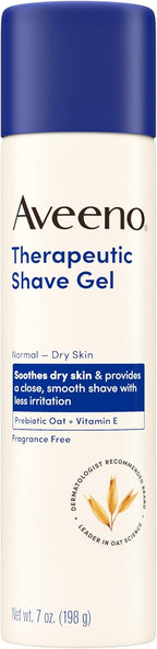Aveeno Therapeutic Shave Gel with Oat and Vitamin E to Help Prevent Nicks and Cuts, Soothes Dry Skin and Provides a Close, Smooth Shave with Less Irritation, Fragrance-Free, 7 oz