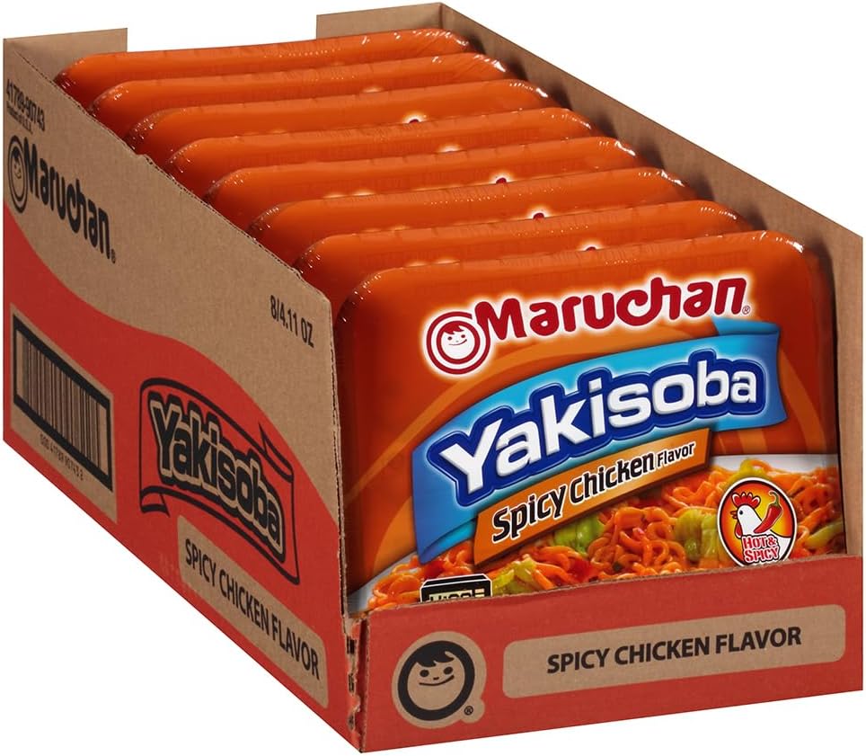 Maruchan Yakisoba Spicy Chicken Flavor, 4.11 Oz, Pack of 8, (4178990743)