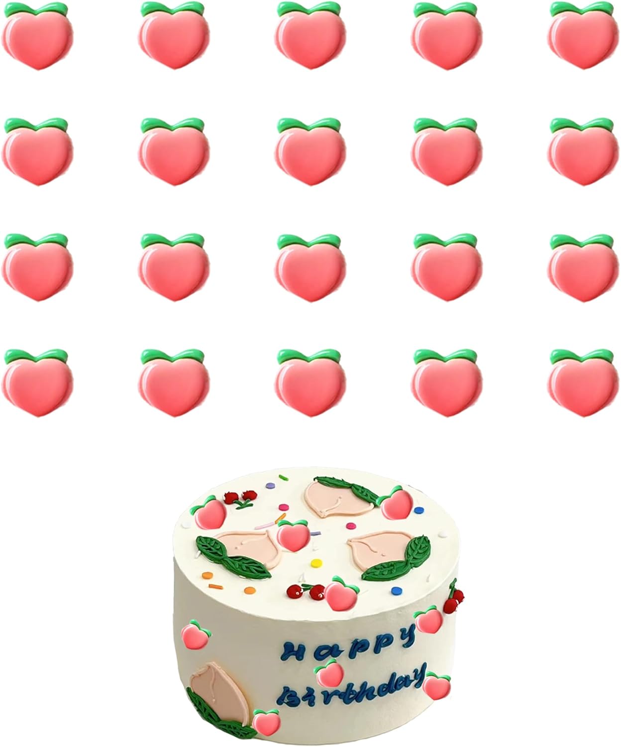 25 PCS Peach Cupcake Toppers Mini Pink Peach Cupcake Picks Sweet Fruit Baby Shower Birthday Wedding Party Baby Shower Summer Garden Party Decoration Supplies (white)