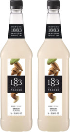 1883 Maison Routin Almond Syrup, Made in France, Silky Almond Flavor, Vegan, Gluten-Free, Kosher, Non-GMO, 2 Count of 1 Liter Bottles