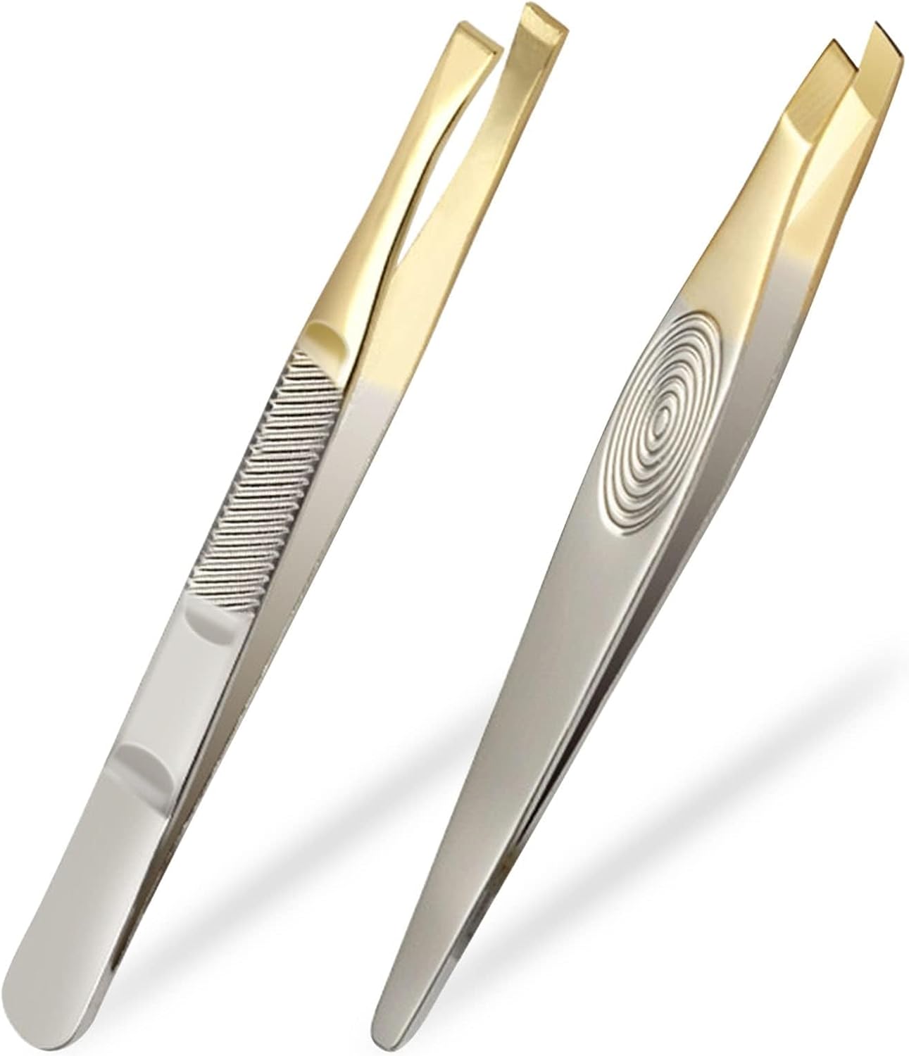 Tweezers, 2Pcs Eyebrow Tweezers Set, Stainless Steel Slant Tweezer, Facial Hair Remover for Women and Men