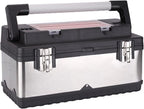 Toolbox Tool Box - Portable Lockable Storage, Stainless Steel and Plastic Construction - Removable Tray, Toolbox Organizer with Alum Alloy Handle Double-Lock Waterproof Toolbox Mobile Work Centre Tool