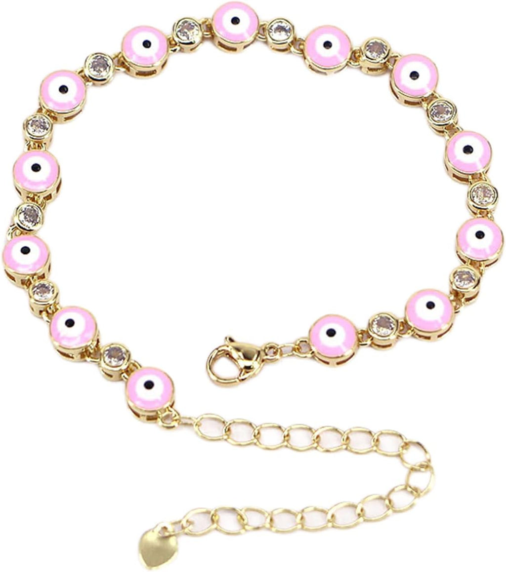 Gold Bracelets for Women Evil Eye Dainty Bracelet Adjustable Turkish Blue Pink Red Evil Eye Protection Bracelet Jewelry