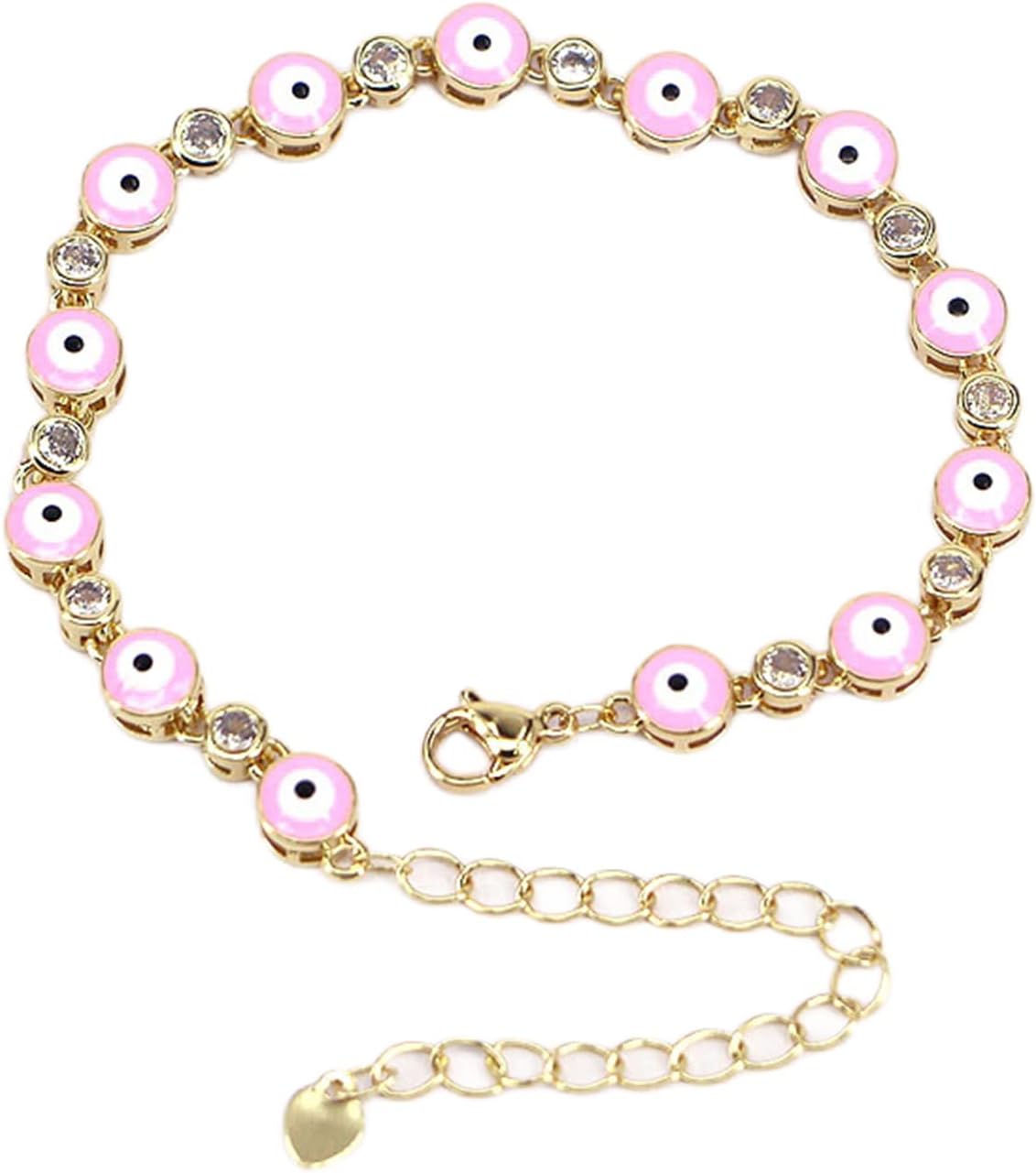 Gold Bracelets for Women Evil Eye Dainty Bracelet Adjustable Turkish Blue Pink Red Evil Eye Protection Bracelet Jewelry