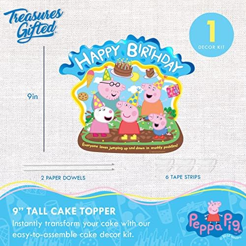 Treasures Gifted Officially Licensed Peppa Pig Birthday Decorations - Peppa Pig Cake Topper - Birthday Party Supplies - 9in Tall Cake Decorations
