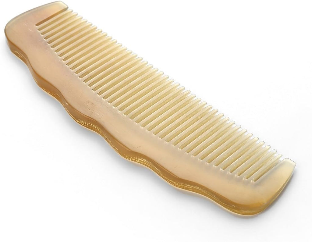 Premium Quality 100% Handmade Anti Static Natural Sheep Horn Comb - Professional Detangling Massage Comb (Wavy)