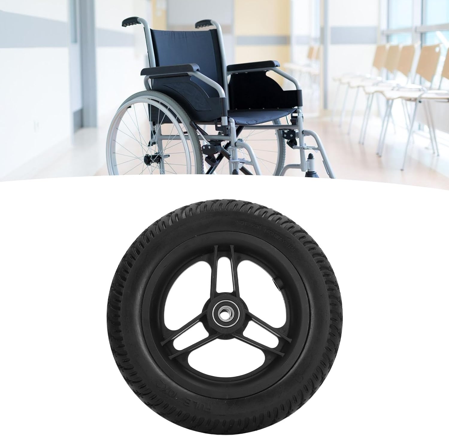Wheelchair Front Wheels, 10 x 2inch Solid Wheel Replacement for Wheelchairs, Rollators, Walkers, with Anti Skid, Universal Rollator Walker Replacement Caster