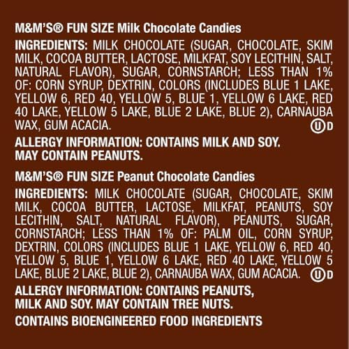 M&M'S Milk Chocolate & M&M'S Peanut Fun Size Candy Individually Wrapped Milk Chocolate Variety Pack Pantry Cube Easy Open and Close Dispenser for Convenient Snacking, 50 Ct Bulk Box