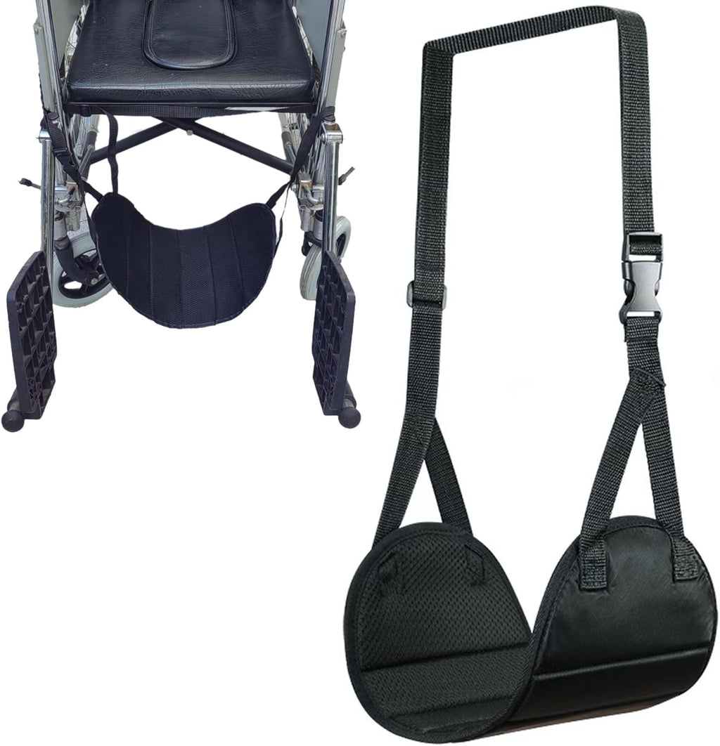 2Pcs Wheelchair Footrest Adjustable Hanging Foot Sling for Pedal Replacement Easy to Adjust Strap Disabled,Injured Patients Leg Accessories(Black)
