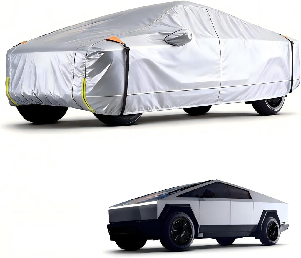 Wigoo Tesla Cybertruck Car Cover Accessories 2024-2026, Custom Fit Waterproof All Weather Outdoor Truck Cover, Windproof UV Rain Snow Dust Protection, Breathable Design, Paint-Safe Lining, Door Zipper
