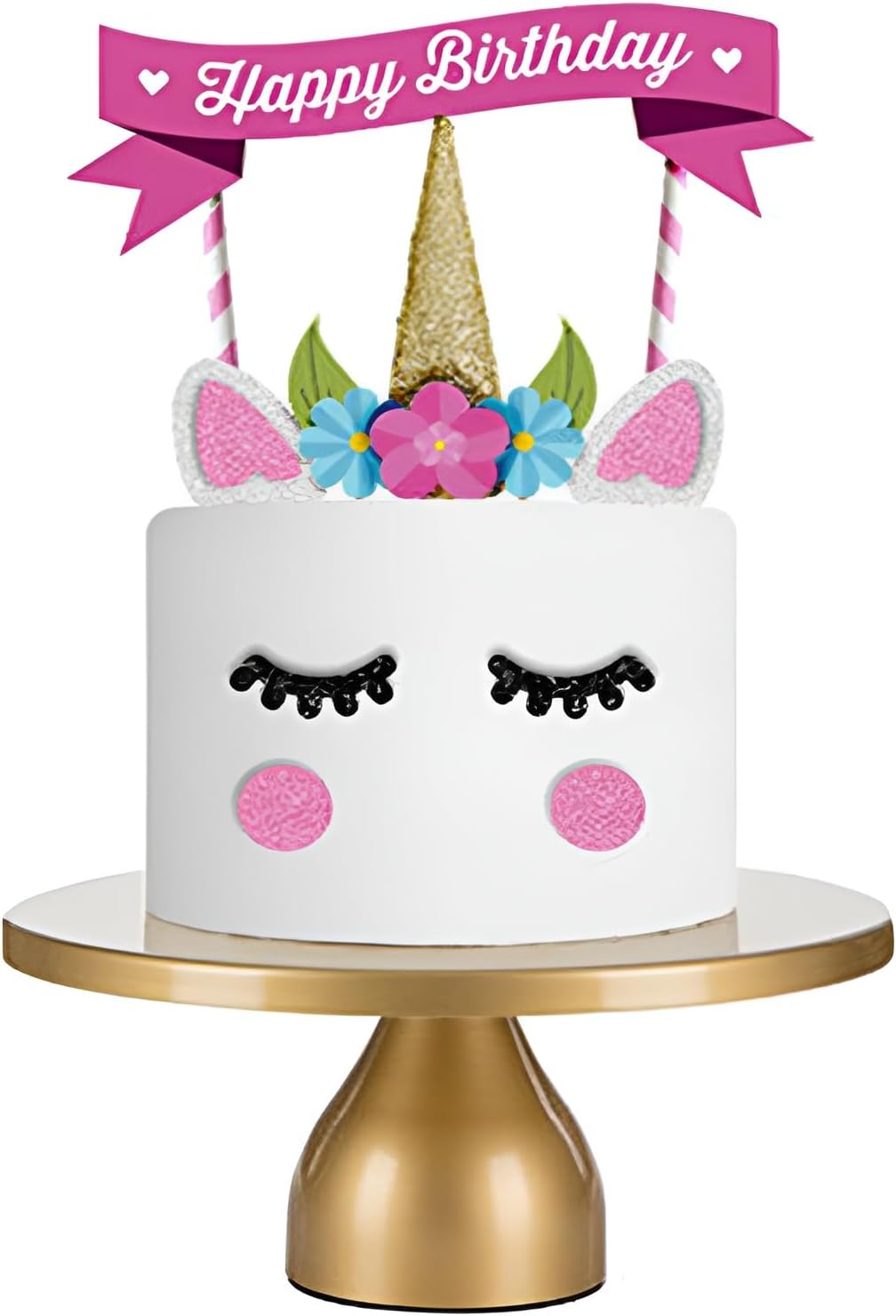 Happy Birthday Cake Topper Unicorn Cake Bunting Flag Banner for Birthday Party