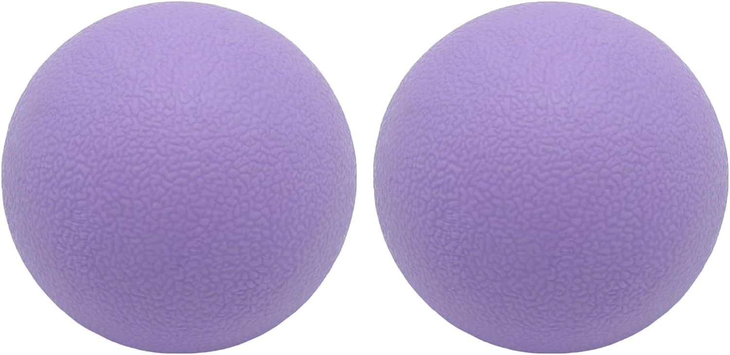 Hard Lacrosse Ball Massage Ball Therapy. Firm Trigger Point Massager Tool for Deep Tissue Yoga Physiotherapy Myofascial Release Muscle Relax Plantar Fasciitis Pain Relief (2 Pack) (Purple)