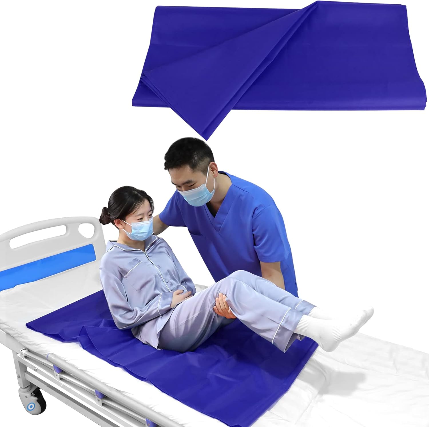 YHK Tubular Slide Sheet Transfer, Car Transfer Aid Easy Slide Sheet Positioning for Automotive Bed Flip Repositioning Home Care Assisted Mobility for Elderly Device (Blue, 28"x47")