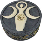 Ebros Gift Metaphysical Wicca Celtic Knotwork Spiral Goddess Triple Moon Shaman Decorative Round Trinket Jewelry Box