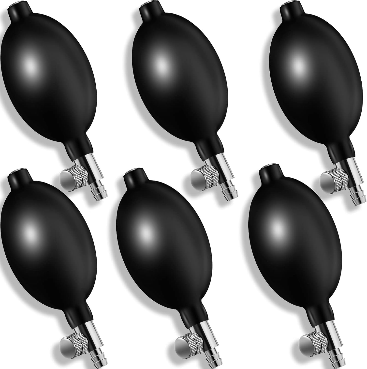 6 Pieces Pressure Bulb Replacement Inflation Bulb Pump Adjustable Hand Squeeze Pump Manual Sphygmomanometer with Air Release Valve, Black