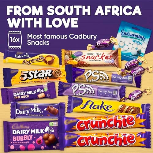 Chocolate Gift Box, Chocolate Bars Sweets Snack Box Imported from South Africa, Includes Flake, Crunchies, Caramello, Dairy Milk Variety Pack, Assorted Bar, 16 Pieces