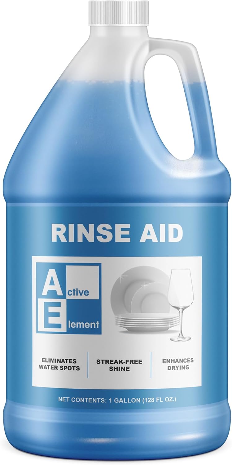 Dishwasher Rinse Aid - 1 Gallon - Extra Strength – Eliminates Water Spots - Sreak Free Shine - Enhances Drying - Dishwasher Rinse Aid Liquid