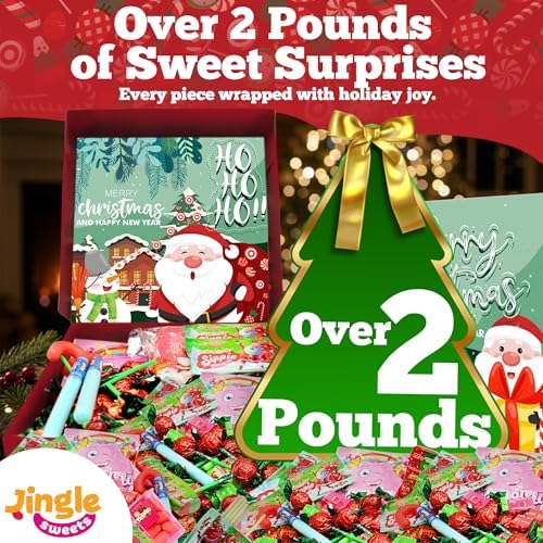 Bulk Candy Variety Pack - Christmas Gift Box – Over 2 Pounds of Festive Holiday Candy – Individually Wrapped Assorted Treats in a Beautiful Christmas Gift Box – Perfect for Gifts, Parties & Stocking Stuffers