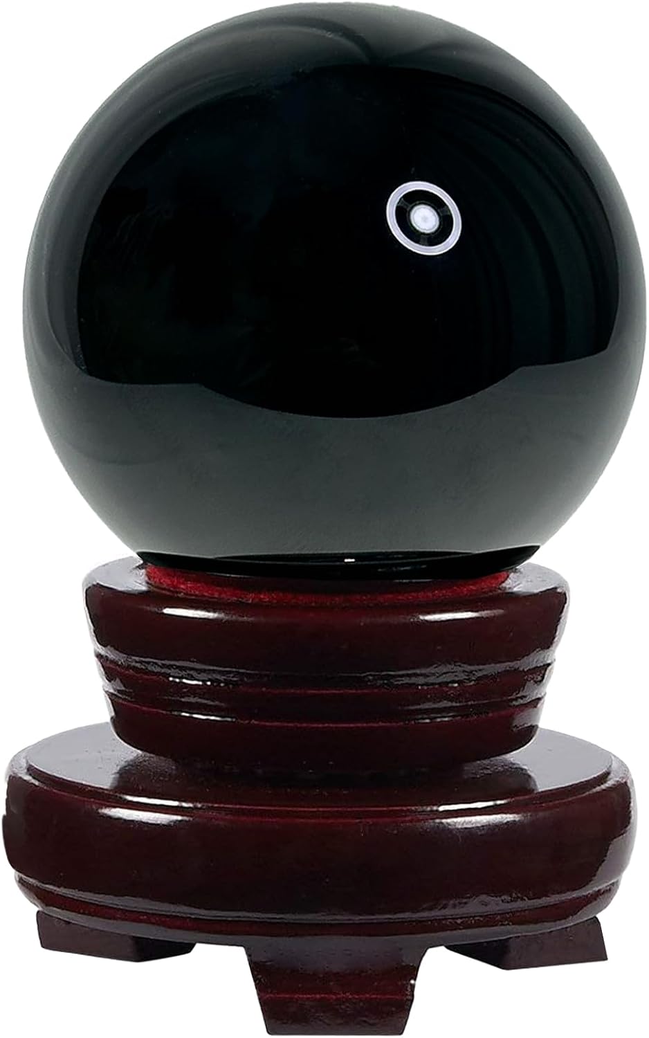 Black Obsidian Crystal Ball, 70mm/2.75" Crystal Sphere with Rotating Wooden Stand and Gift Box for Fengshui, Meditation, Healing, Divination, Witchcraft,Magic Mirror, Home Decoration