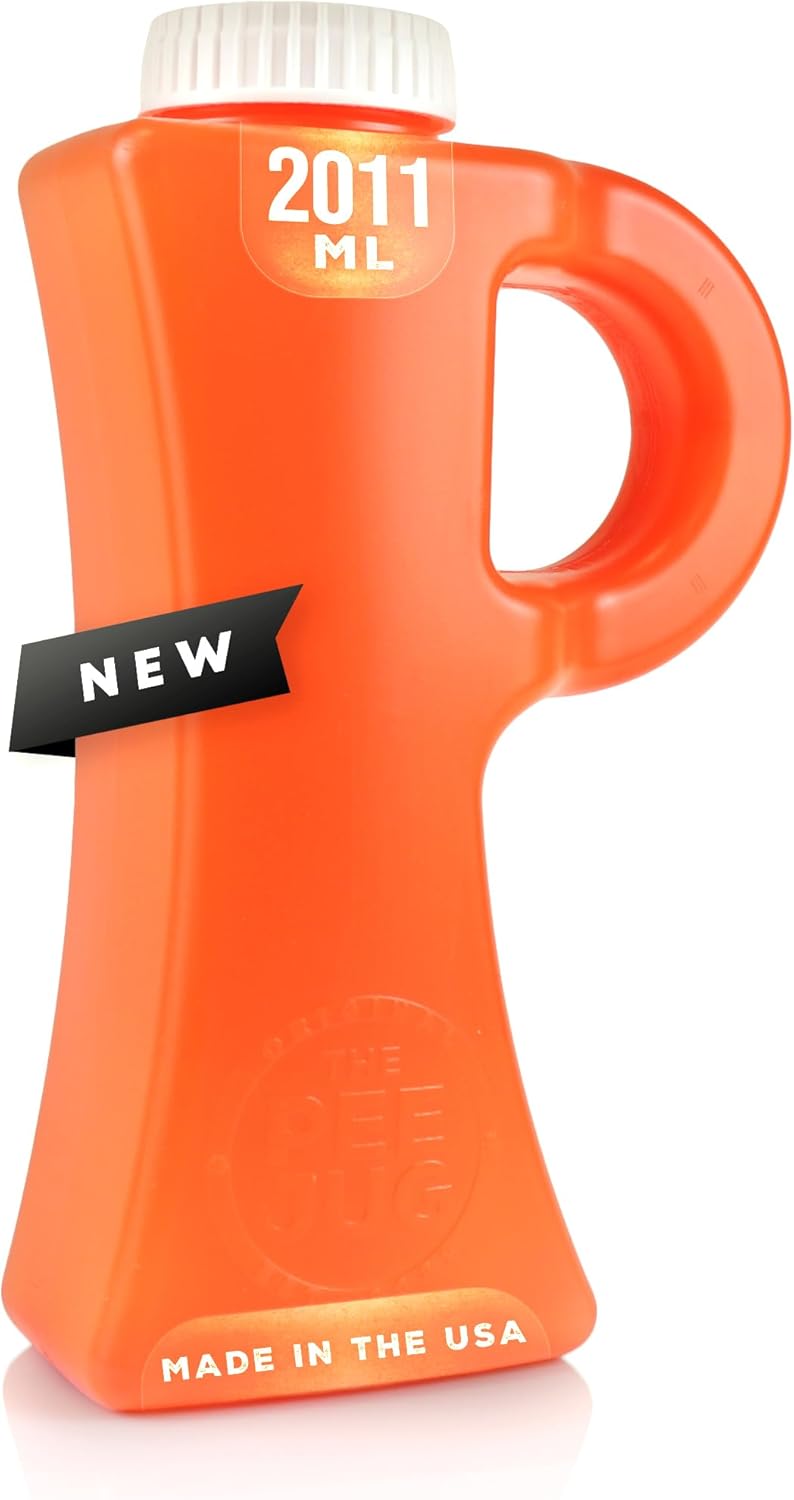 2011mL (68oz) Leak & Spill-Proof Portable Urinals for Men - Outdoor Male Urine Bottle for Trucker, Hunting, Travel, Camping, Hospital - Funny Novelty Gag Gift for Him, Orange