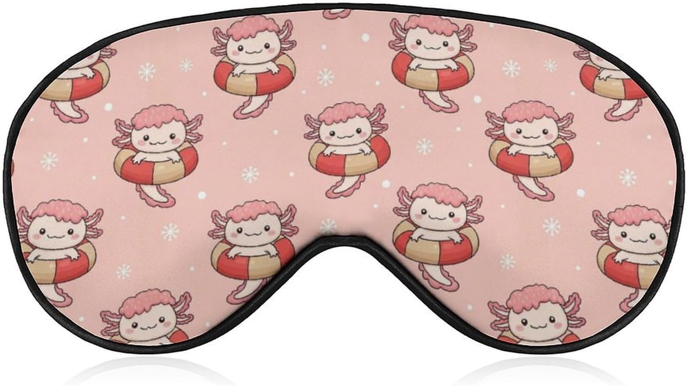 Sleep Mask,Blackout Eye Mask for Sleeping,Cute Axolotl Night Blindfold for Men Women
