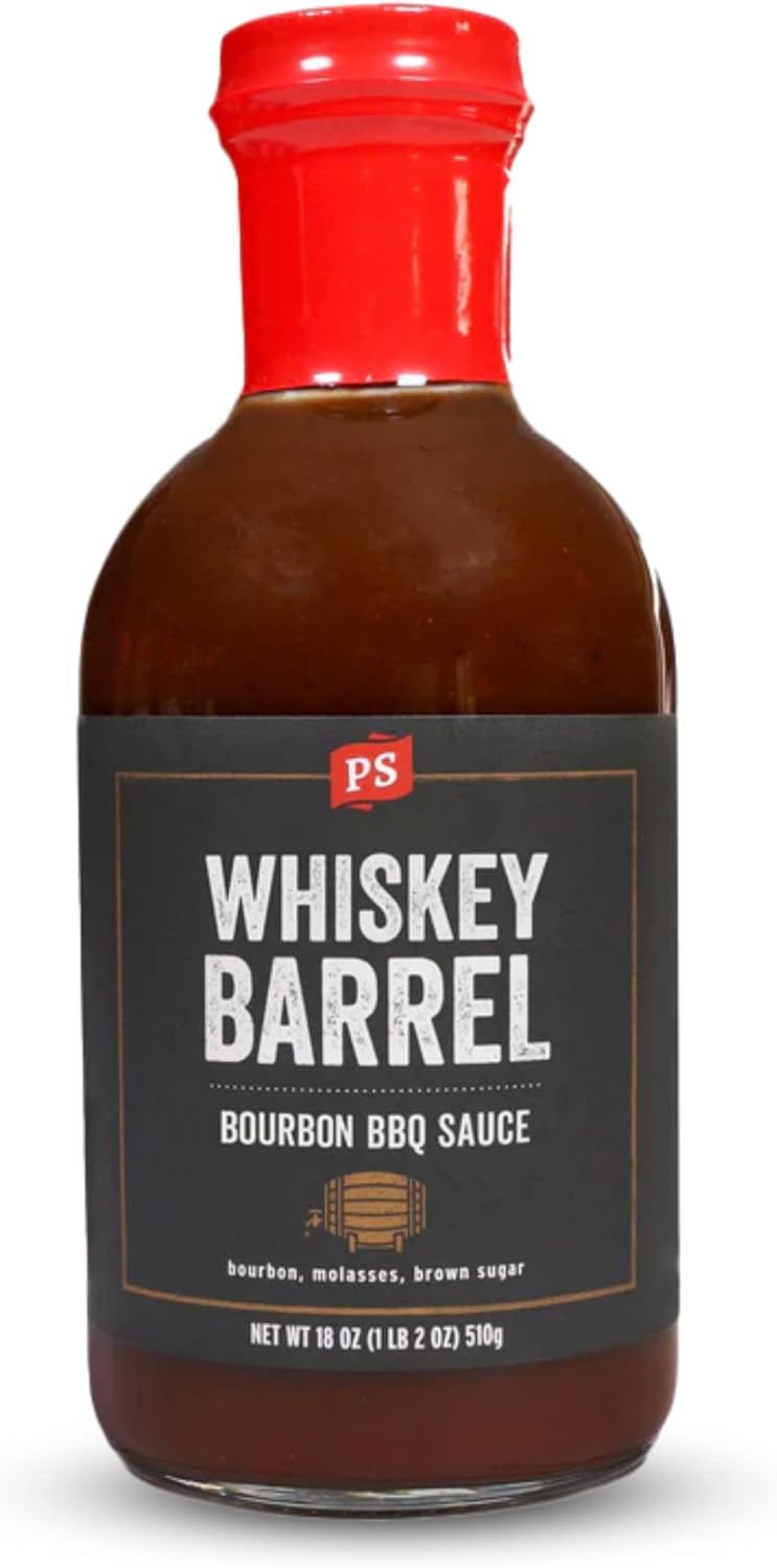 PS Seasoning Whiskey Barrel Bourbon BBQ Sauce - All-Purpose Marinade, Glaze, Baste, and Dip - Sweet and Smoky Sauce, Great for Baby Back Ribs, Tri-Tip, Pulled Pork, Chicken, Beans, and more