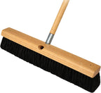 Bon Floor Broom 18 in. with 3 in. Black Horsehair Bristles and 5 ft. Wood Handle for Dry Sweeping Smooth Floors