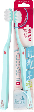edel+white Ultra-Soft Swiss-Made Toothbrush for Adults – Extra Soft for Sensitive Gums – Super Soft Bristle Design