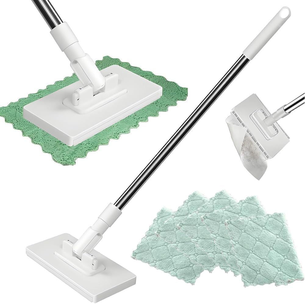 Mini Mop with 5 Magic Cleaning Cloths, 360° Rotating Lazy Mop for Quick Wet & Dry Floor Cleaning, Whole House Lightweight Swob Set