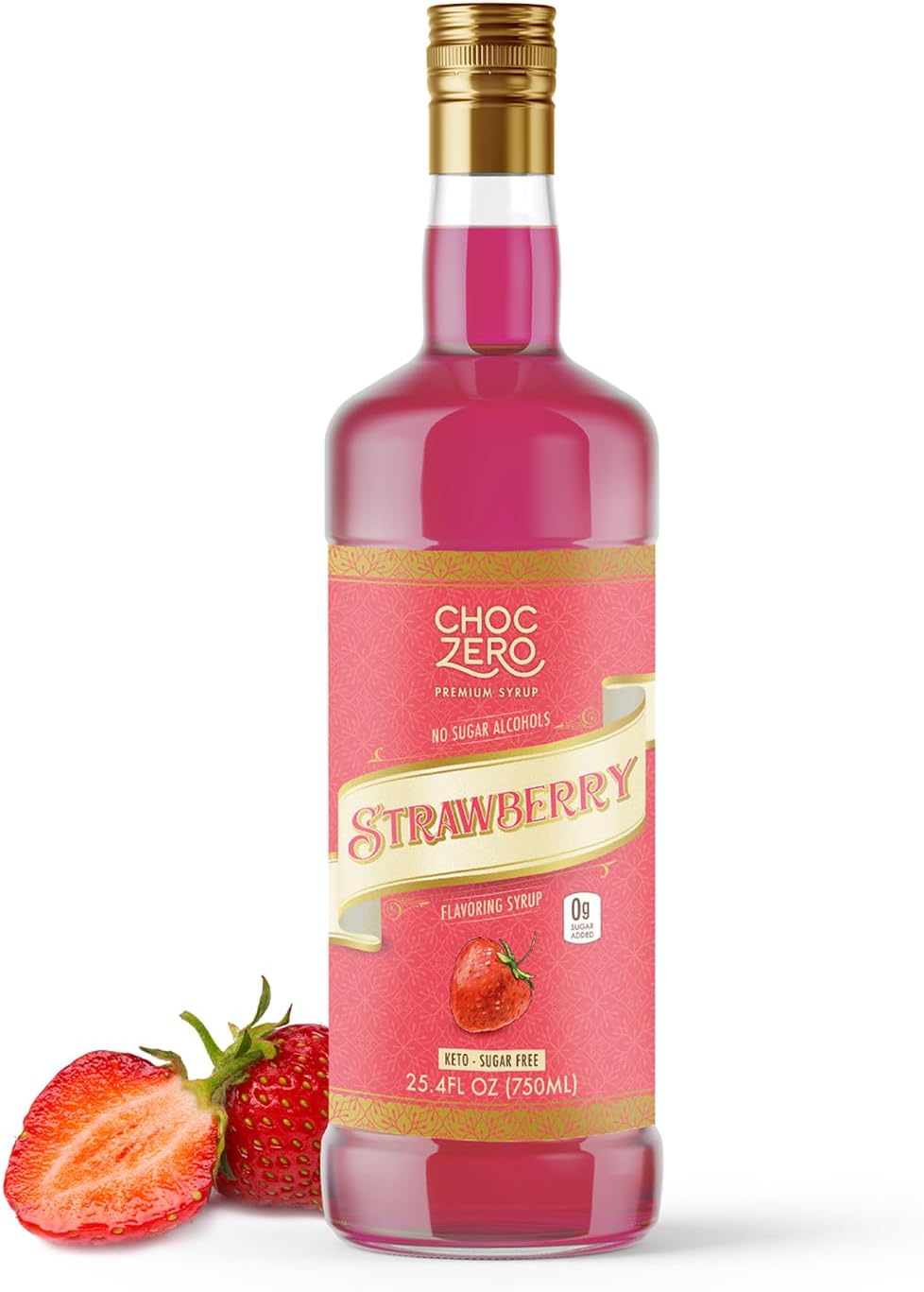 ChocZero Sugar Free Strawberry Flavoring Syrup – Keto Friendly, Zero Sugar & Low Calorie, No Sugar Alcohols – 25.4 Fl Oz