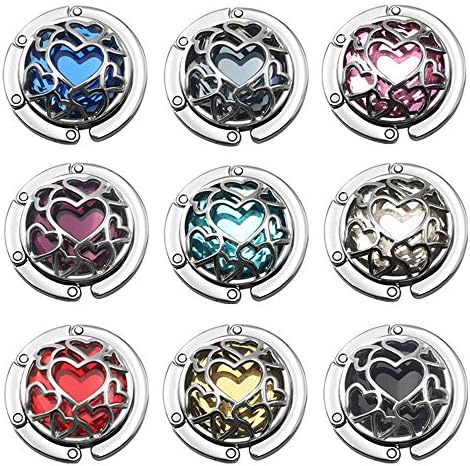 Multiple Hearts Style Premium Foldable Handbag Bag Purse Hanger Table Hook Holder (Gray)